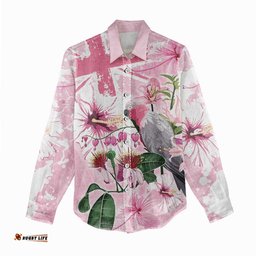 Personalised Australia Day Women Casual Shirt Pink Parrot Bird Opal Art LT9