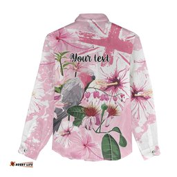 Personalised Australia Day Women Casual Shirt Pink Parrot Bird Opal Art LT9
