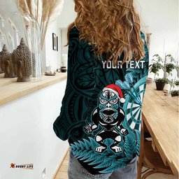 Personalised New Zealand Darts Christmas Women Casual Shirt Maori Fern Merry Dartsmas LT14
