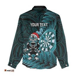 Personalised New Zealand Darts Christmas Women Casual Shirt Maori Fern Merry Dartsmas LT14