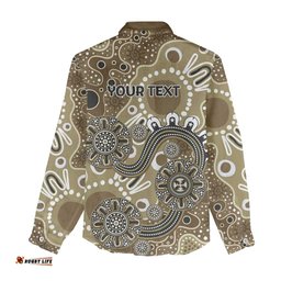 Personalised NAIDOC Week 50 Years Deadly Always Women Casual Shirt Brown Aboriginal Artwork Dot Painting LT9