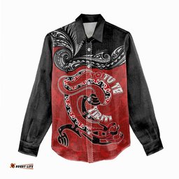 Personalised Aotearoa Toitu Te Tiriti Women Casual Shirt Taniwha Tribal Motifs LT03