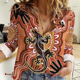 Personalised Australia Lizard NAIDOC Week 2026 Women Casual Shirt 50 Years of Deadly Aboriginal Art LT14