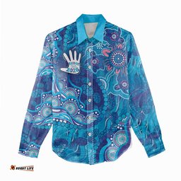 NAIDOC Week 2026 Women Casual Shirt Turtle Dream On The Waves DT05
