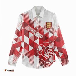 England Rugby Custom Women Casual Shirt Crystalised Red Rose LT7