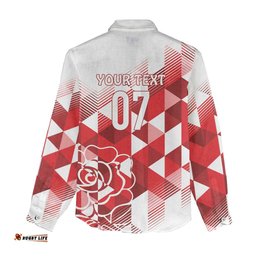 England Rugby Custom Women Casual Shirt Crystalised Red Rose LT7
