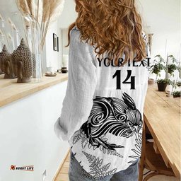 Custom New Zealand Kiwi Football Women Casual Shirt Aotearoa Silver Fern LT14
