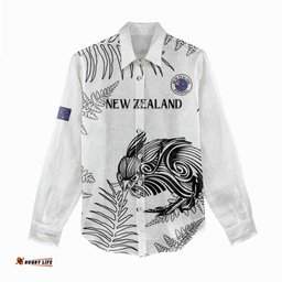 Custom New Zealand Kiwi Football Women Casual Shirt Aotearoa Silver Fern LT14
