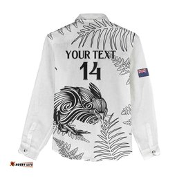 Custom New Zealand Kiwi Football Women Casual Shirt Aotearoa Silver Fern LT14