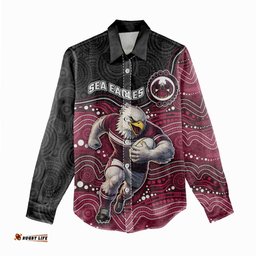 Custom Sea Eagles Women Casual Shirt Bird Mascot With Aboriginal Indigenous DT05