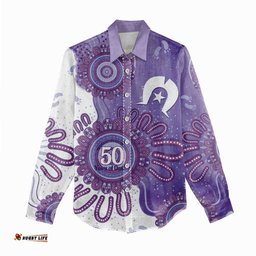 NAIDOC Week 2026 Women Casual Shirt 50 Years Deadly Dhari Purple Aboriginal Art LT14