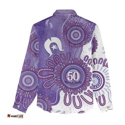 NAIDOC Week 2026 Women Casual Shirt 50 Years Deadly Dhari Purple Aboriginal Art LT14