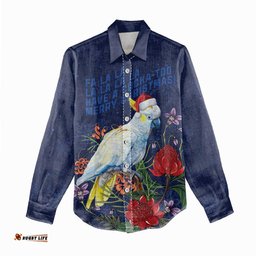 Merry Cocka-mas Women Casual Shirt Australia Christmas Blue Art LT9