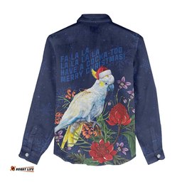 Merry Cocka-mas Women Casual Shirt Australia Christmas Blue Art LT9
