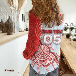 Custom Swans Football Women Casual Shirt Aboriginal Dot Art Pattern DT05