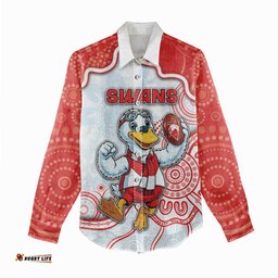 Custom Swans Football Women Casual Shirt Aboriginal Dot Art Pattern DT05