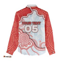 Custom Swans Football Women Casual Shirt Aboriginal Dot Art Pattern DT05