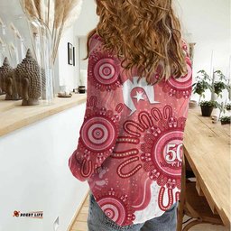 NAIDOC Week 2026 Women Casual Shirt 50 Years Deadly Dhari Pink Aboriginal Art LT14