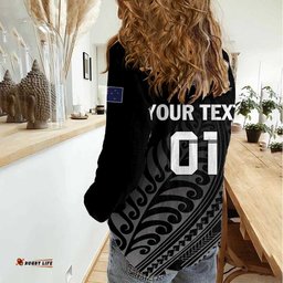 Custom New Zealand Cricket Women Casual Shirt Maori Kiwi Black Fern LT01