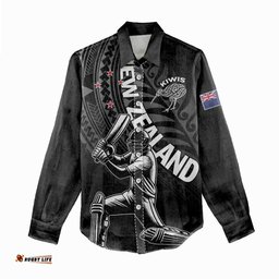 Custom New Zealand Cricket Women Casual Shirt Maori Kiwi Black Fern LT01