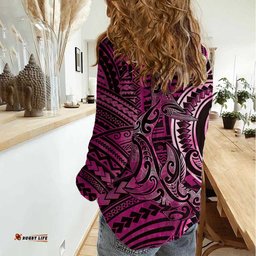 New Zealand Hammerhead Shark Women Casual Shirt Maori Haehae Mangopare Pink LT14