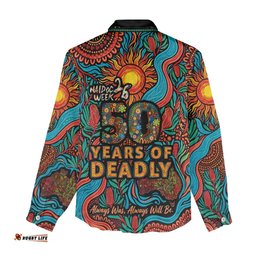 NAIDOC Week 26 Women Casual Shirt 50 Years of Deadly Aboriginal Motif LT03