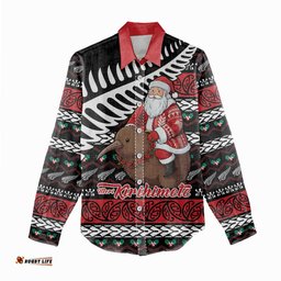 New Zealand Kiwi Santa Christmas Women Casual Shirt He Wairua Kirihimete LT9