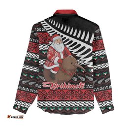 New Zealand Kiwi Santa Christmas Women Casual Shirt He Wairua Kirihimete LT9