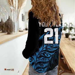New Zealand Lawn Bowls Custom Women Casual Shirt Blue Maori Warrior Tribal Silver Fern LT9