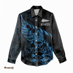 New Zealand Lawn Bowls Custom Women Casual Shirt Blue Maori Warrior Tribal Silver Fern LT9