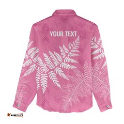 New Zealand Lawn Bowls Breast Cancer Personalized Women Casual Shirt Wrap-Around Silver Fern LT7