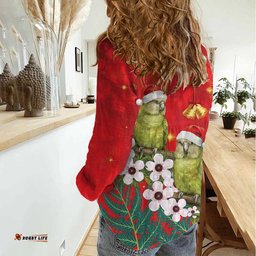 New Zealand Kakapo Christmas Women Casual Shirt Owl Parrot Santa Sliver Fern Manuka - Red LT14