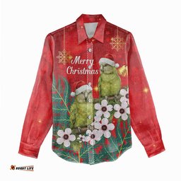 New Zealand Kakapo Christmas Women Casual Shirt Owl Parrot Santa Sliver Fern Manuka - Red LT14