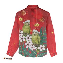 New Zealand Kakapo Christmas Women Casual Shirt Owl Parrot Santa Sliver Fern Manuka - Red LT14