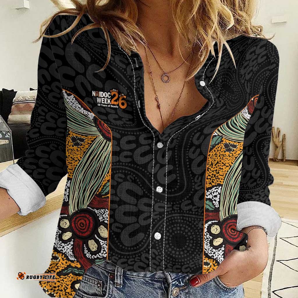 Personalised NAIDOC Deadly 50 Years Women Casual Shirt Minimalist Aboriginal Art LT9