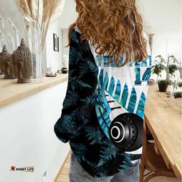 New Zealand Lawn Bowls Custom Women Casual Shirt Aotearoa Silver Fern Paua Shell LT14