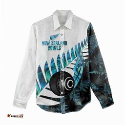 New Zealand Lawn Bowls Custom Women Casual Shirt Aotearoa Silver Fern Paua Shell LT14