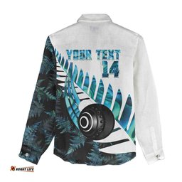 New Zealand Lawn Bowls Custom Women Casual Shirt Aotearoa Silver Fern Paua Shell LT14