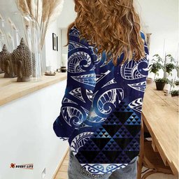 Matariki New Zealand Women Casual Shirt NZ Niho Taniwha Maori New Year Blue Galaxy LT14
