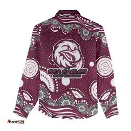 Manly Warringah Sea Eagles Women Casual Shirt Aboriginal Dot Pattern - Rugby Mascot Heritage Pride TS04