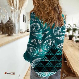 Matariki New Zealand Women Casual Shirt NZ Niho Taniwha Maori New Year Cyan Galaxy LT14