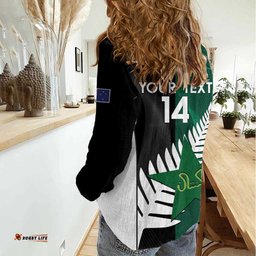 Custom New Zealand And Pakistan Cricket Women Casual Shirt 2025 Black Cap Shaheens Together LT14