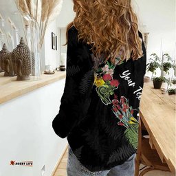 Kia Ora New Zealand Floral Personalized Women Casual Shirt Black LT7