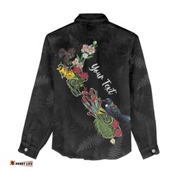 Kia Ora New Zealand Floral Personalized Women Casual Shirt Black LT7