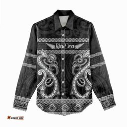 Kia Ora New Zealand Women Casual Shirt Maori Language Week Pango Taniko Motif LT14