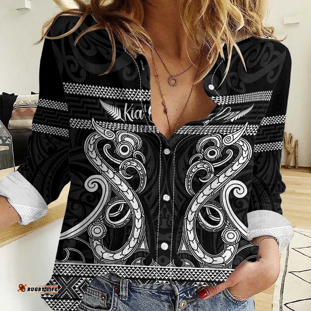 Kia Ora New Zealand Women Casual Shirt Maori Language Week Pango Taniko Motif LT14