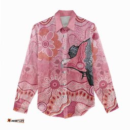 NAIDOC Week Aussie Indigenous Women Casual Shirt Aboriginal Galah Bird Contemporary Art LT7