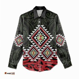 Kia Ora Aotearoa Women Casual Shirt 2025 Pasifika Maori Taniko Motifs LT14