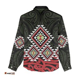 Kia Ora Aotearoa Women Casual Shirt 2025 Pasifika Maori Taniko Motifs LT14