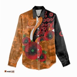 Greater Giants ANZAC Personalised Women Casual Shirt Lest We Forget Poppy Camo LT9
